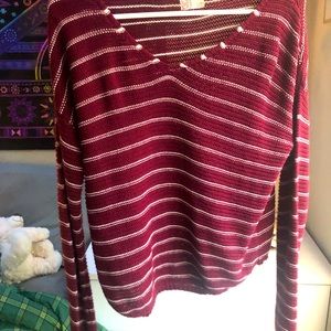 Burgundy striped long sleeve